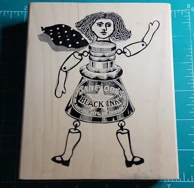 Steampunk? A Stamp In Hand. BIG Rubber Stamp Girl Made From Ink Bottle. EUC B13 • $13.59