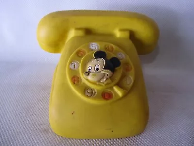 Mickey Mouse Yellow Rotary Telephone Squeak Baby Toy Walt Disney Danara Taiwan • $29.88