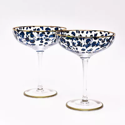 Set Of 2 Leopard Print Cocktail Glasses Gift Boxed • £34.64