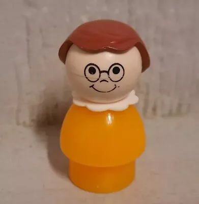 Vintage Fisher Price Little People #2550 School Girl With Glasses Orange Body  • $9.95