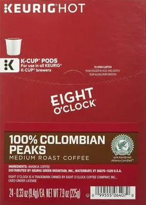 Eight 8 O'Clock Colombian Peaks Coffee 24 Ct. Keurig K Cups Pods  Medium Roast • $22.99