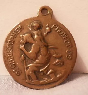 Vintage St. Christopher Protect Us & Pieta Religious Catholic 3/4  Pendant Medal • $5.50