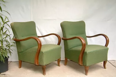 Pair Of Art Deco Armchairs Club Cocktail Chairs. Antique Vintage Halabala 1920. • £595