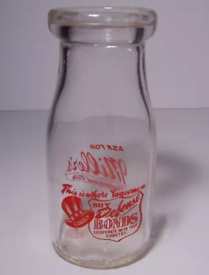 Vintage 1940s WWII US War Bonds Uncle Sam Top Hat Graphic Pyro Milk Bottle • $41.99