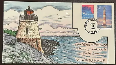 #3789 Morris Island Lighthouse Collins Hand Painted FDC Single Perfect!!! • $9.95