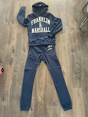 Franklin And Marshall Mens Tracksuit Navy Hoodie Joggers Slim Size S • £34.99