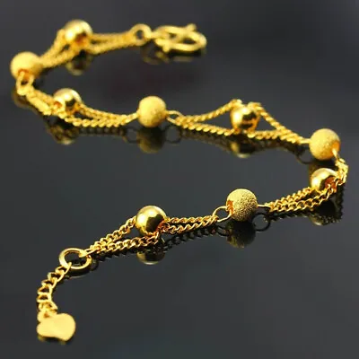 £3.82 • Buy Fashion 18k Gold Women Bead Bracelet Bangle Cuff Wedding Party Band Jewelry Gift