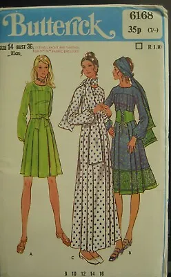 £3 • Buy UNCUT Vintage 1960s 1970s DRESS MAXI DRESS Sewing Pattern 36  Butterick #6168