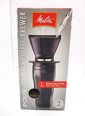 Melitta Coffee Maker Single Cup Pour-Over Brewer With Travel Mug Black NEW • $14.95