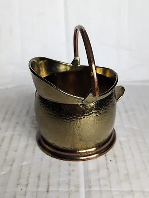 Vintage Miniature Brass And Copper Plate Coal Scuttle Bucket Tactile Weight VGC • £7.99