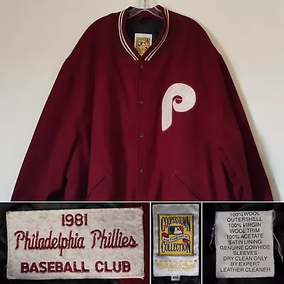 Mitchell & Ness Philadelphia Phillies Baseball Maroon Wool 4XL Varsity Jacket • $119.95
