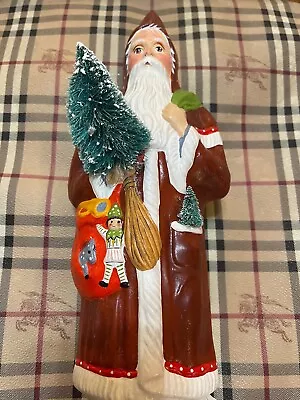 Vaillancourt Folk Art Santa 2006 Santa W/ Tree & Toy Sack - VERY LARGE -14  Tall • $289.95