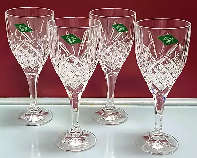 Shannon Crystal Dublin Wine Goblets Drinking Glasses 8  Ireland Set Of 4 • $24.95