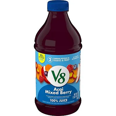 V8 Blends 100% Juice With Vitamins Acai Mixed Berry Low Sugar 46 Fl Oz • £8.47