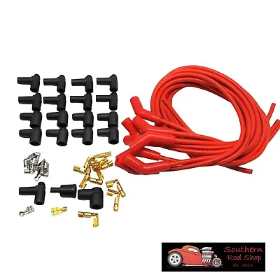 8.5mm Red 135 45 Degree Spark Plug Wires HEI  Chevy SBC BBC Ford Mopar 350 V8 • $39.95
