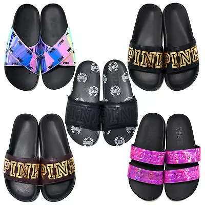 Victoria's Secret Pink Womens Slides Slip On Sandals Slippers Flip Flops New Vs • $34.50