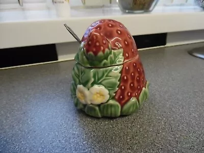 Vintage Rare Strawberry Shaped Jam Pot/ Condiment Jar. • £18