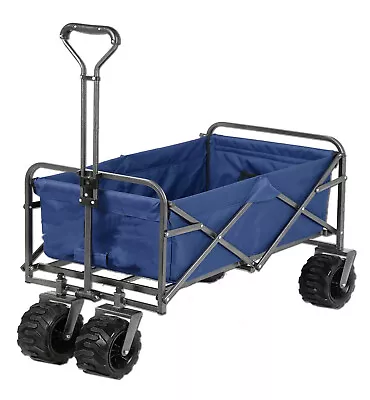 EXTRA WIDE Sand Wheels BEACH WAGON FOLDING Heavy Duty CART TROLLEY FREE POSTAGE • $104.95