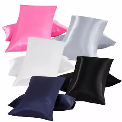 Pure Satin Silk Silky Pillow Case Pillowcase Cover King Queen Standard Cushion • $6.82