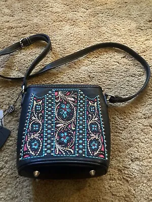 P&G Faux Leather Crossbody Bag Purse Teal Embroidery Should Bag Western Festival • $29.49