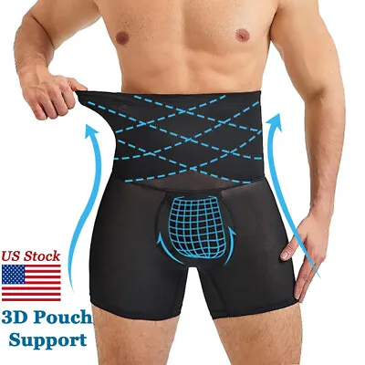 Mens Compression Boxer Tummy Slim Shorts Body Shaper Waist Trainer Girdle Pants • $12.79