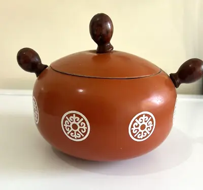 Vintage Orange Retro Fondue Style Pot With Lid Made In Taiwan 70's • $18.99