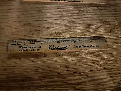 Vintage 6 Inch Wooden Ruler Woodwards Candies Chocolates • $19.95