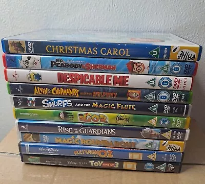 Kids Dvds Joblot Bundle (10) Christmas Carol Minons Magic Roundabout Smurfs  • £14.99