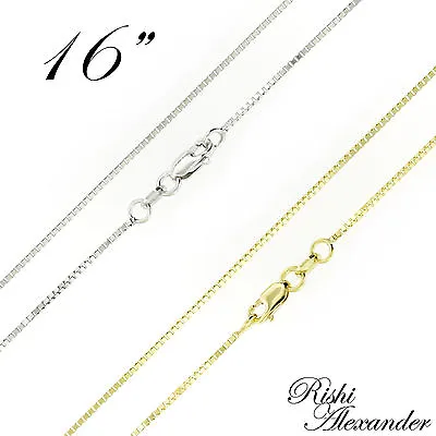 $109.99 • Buy 14K Gold BOX Chain Necklace White Or Yellow .8mm Italian Made Stamped 14KT