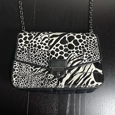 MICHAEL Michael Kors Soho Large Chain Shoulder Bag Black Animal Print Calfhair • $103.60