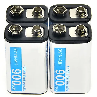 4pc Durable 9V 9 Volt 9-Volt 900mAh Ni-Mh Rechargeable Battery Cell PPS CA • $14.98