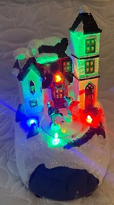 Boxed Musical Village Scene With Lights And Moving Ice Skaters • £12