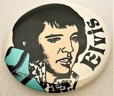 Vintage Elvis Large Elvis Art Illustration Drawing Fan Pin Button 1980s New NOS  • $12.99