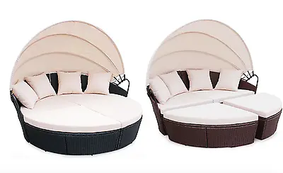 Rattan Outdoor Sun Lounger Garden Patio Sofa Day Bed Canopy Furniture Wicker Set • £449.99
