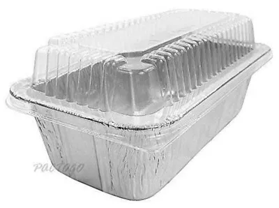 1.5 Lb (1 1/2) Disposable Aluminum Foil Loaf Bread Pan Tin W/Clear Dome Lid  • $15.99