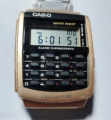 Vintage Casio Gold Tone Calculator Digital Quartz Watch 3208 CA-506 Works Great • $34.99