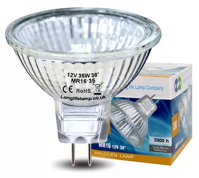 MR16 Halogen Light Bulbs 5W 10W 20W 35W 50W 12V Low Voltage GU5.3 50mm Spotlight • £7.99