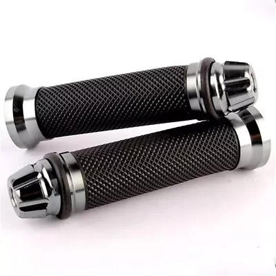 Motorcycle Hand Grips Grey For 22mm 7/8 Inch Handlebars Cafe Racer Easy Fit • $22.99