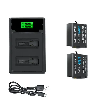 2X 2000mAh Battery / Charger For GoPro Hero 5 6 7 9 10 Go Pro Camera Accessories • $47.99