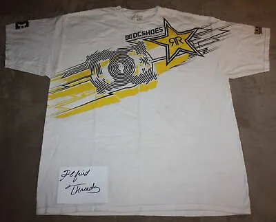 RaRe Y2K DC Shoes  Multi Logo Rockstar Energy Drink T Shirt  XL Skater Ken Block • $89.99