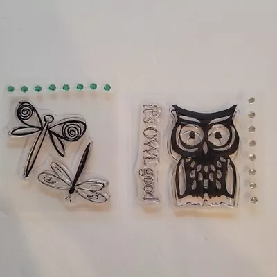 It's Owl Good Set Of 3 Unmounted Clear Stamps Dragonflies Owl • $3.96