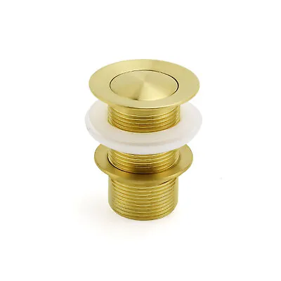 £21.94 • Buy Standard 32mm Pop Up Push Waste Plug No Overflow Basin Sink Drain Brushed Gold
