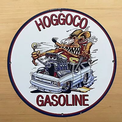 Vintage Hoggoco Porcelain Sign Gasoline Oil Service Station Pump Plate Rat Fink • $10