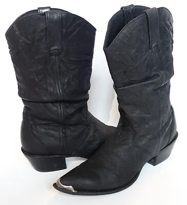 Durango RD3218 Black Leather Slouch Metal Tip WESTERN Cowboy Boots Womens 8.5 • $39.99