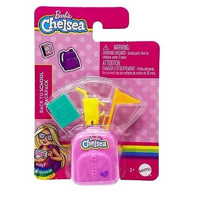 Barbie Accessories Chelsea Back To School Backpack Book Drink Team Flag Pink 4pc • $16.84