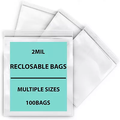 100 Bags - 2 Mil Reclosable Poly Bags Clear Plastic Zip Bag Mini Baggies • $11.99