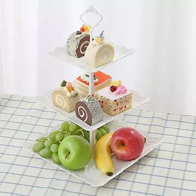 3 Tier Plastic Candy Cake Stand Afternoon Tea Wedding Plates Party Tableware • $13.25