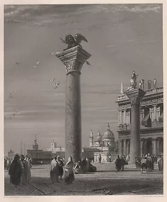 Original Print (1851) The Columns Of St. Mark Venice - By R.P. Bonington • $8