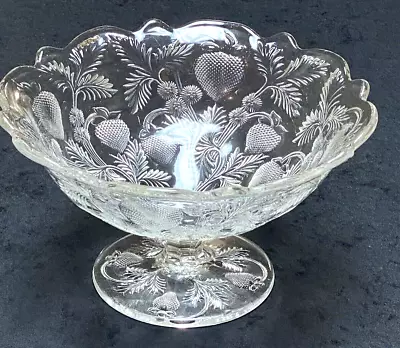 LG Inverted Strawberry Near Cut Footed Compote Bowl By Cambridge Glass Co. 1908 • $52