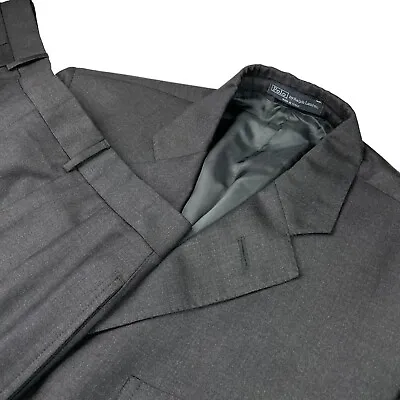 VTG Polo Ralph Lauren Men's 100% Wool 3-Button Suit Gray • Italy • 42R | 36x30 • $132.99